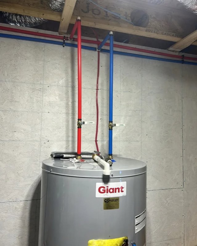 Water heater installed and piped