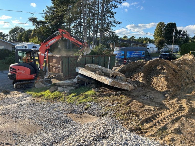 Demolition and digging on a lot